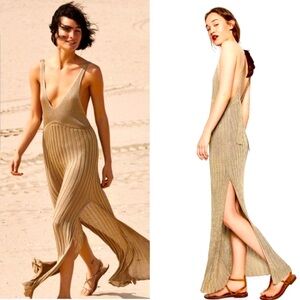 ZARA maxi gold knit dress